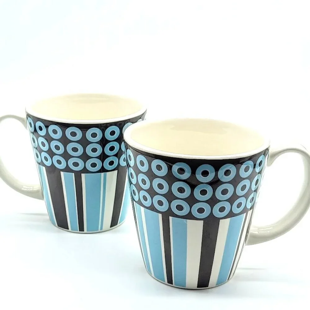 Jonathan Adler Happy Home Circles and Stripes Ceramic Mugs